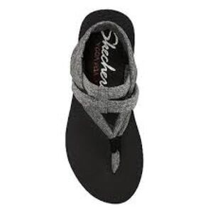 Skechers meditation yoga foam studio kicks sandals size 9 black grey